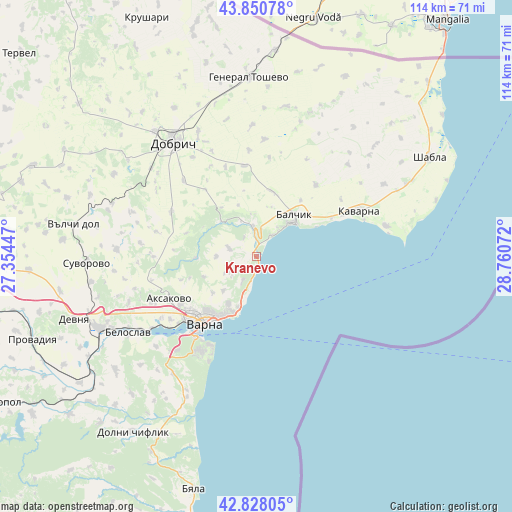 Kranevo on map