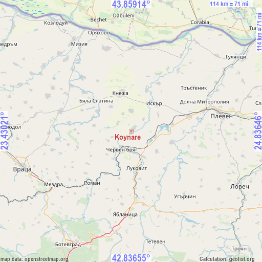 Koynare on map