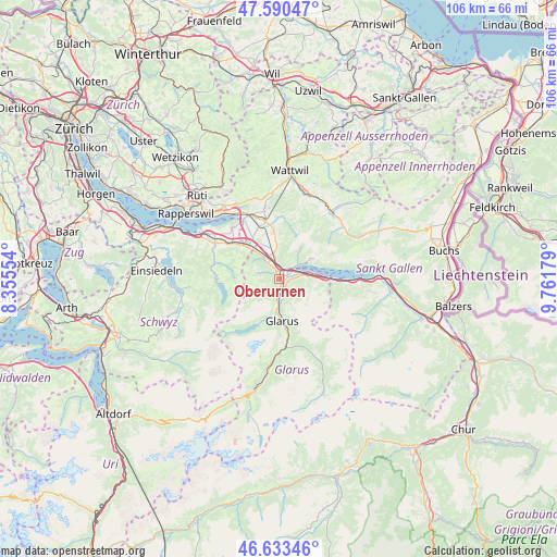 Oberurnen on map