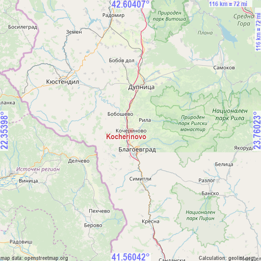Kocherinovo on map