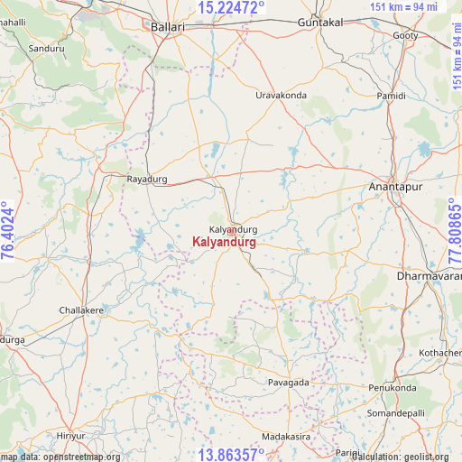 Kalyandurg on map