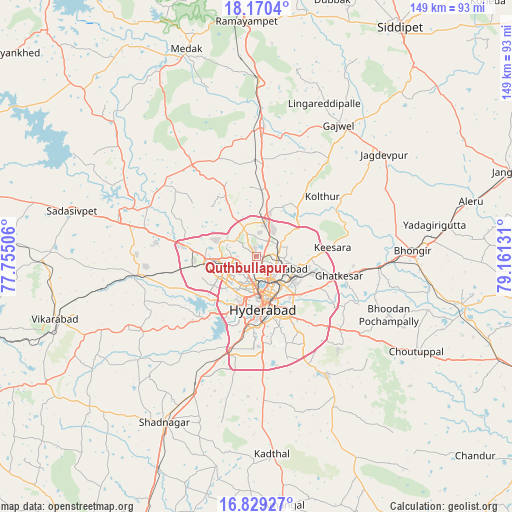 Quthbullapur on map