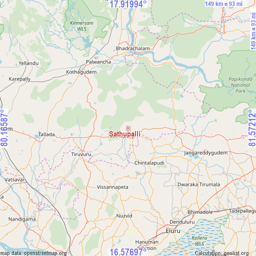 Sathupalli on map