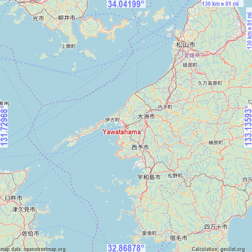 Yawatahama on map