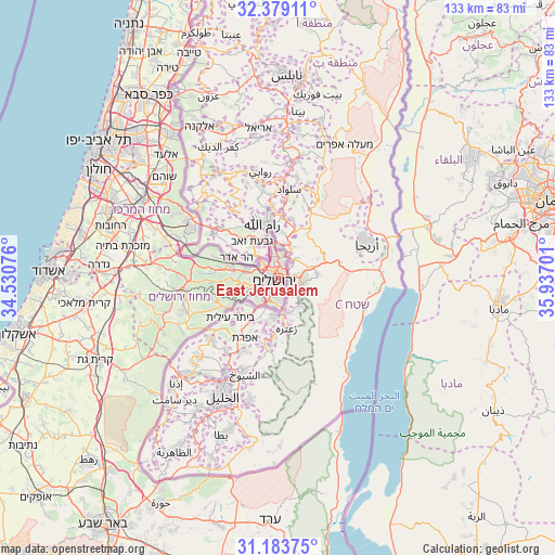 East Jerusalem on map