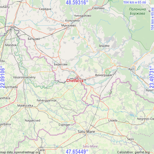 Chetfalva on map