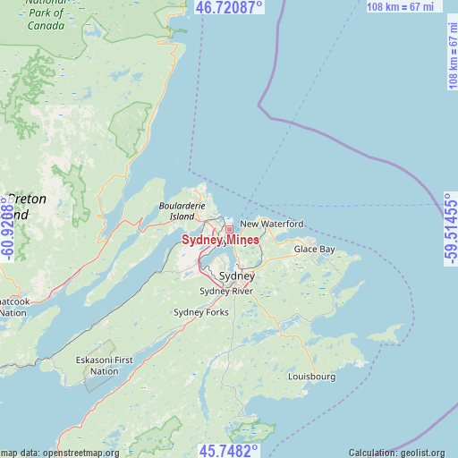 Sydney Mines on map