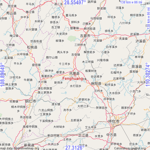 Fenghuang on map