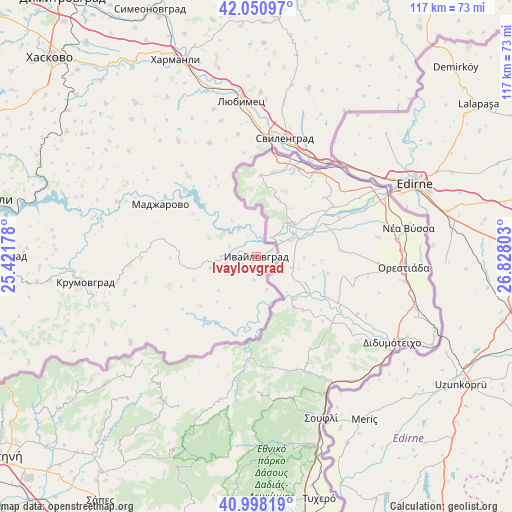 Ivaylovgrad on map
