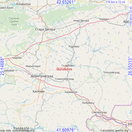 Gŭlŭbovo on map