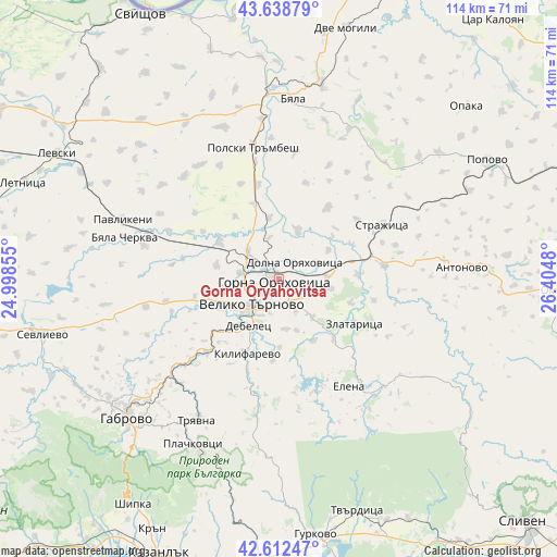 Gorna Oryahovitsa on map