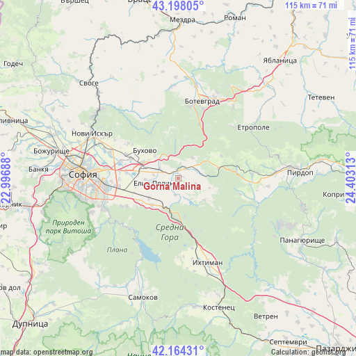 Gorna Malina on map