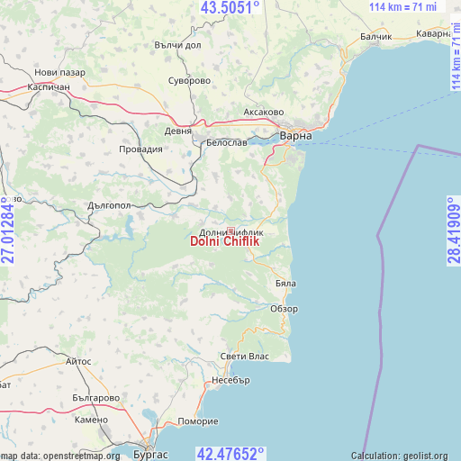 Dolni Chiflik on map