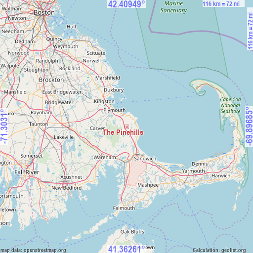 The Pinehills on map