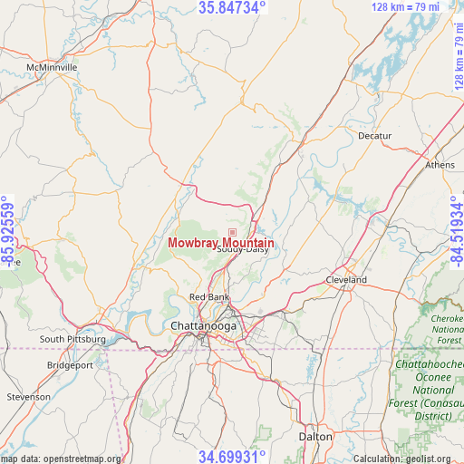 Mowbray Mountain on map