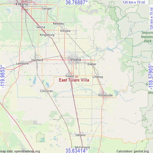 East Tulare Villa on map