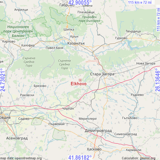 Elkhovo on map