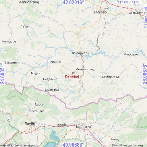 Dzhebel on map