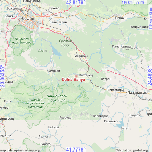 Dolna Banya on map