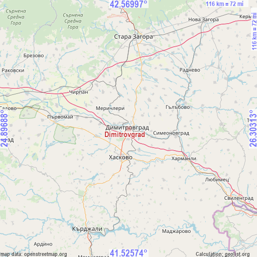 Dimitrovgrad on map