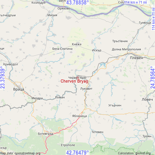 Cherven Bryag on map