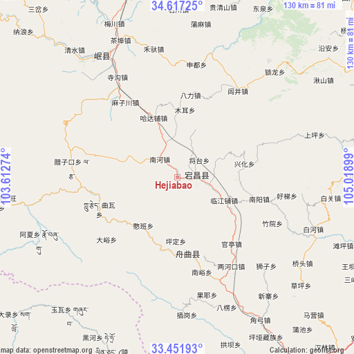 Hejiabao on map