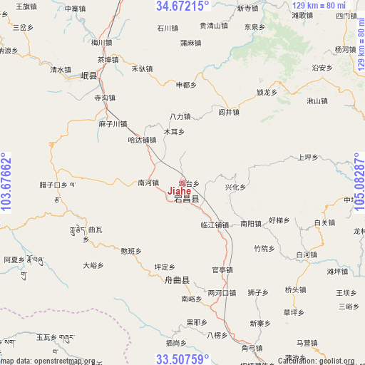 Jiahe on map