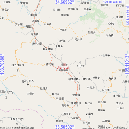 Jiangtai on map