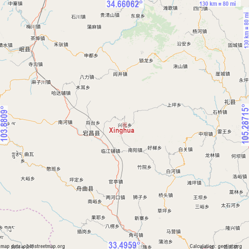 Xinghua on map