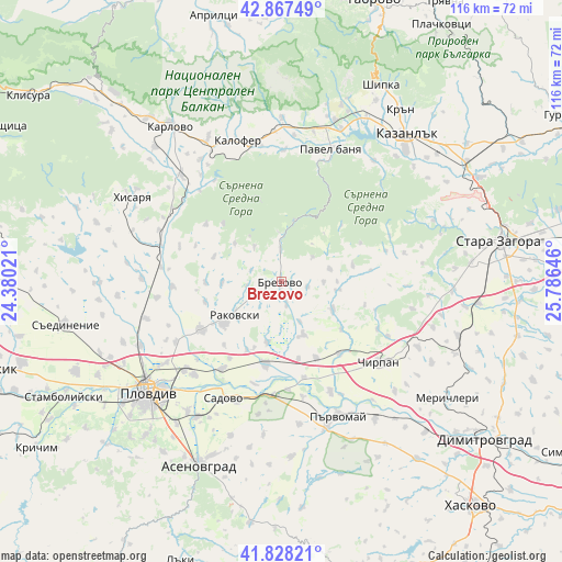 Brezovo on map