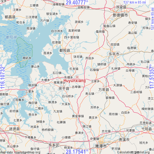 Huyunxiang on map