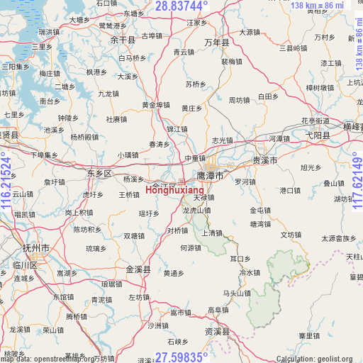 Honghuxiang on map