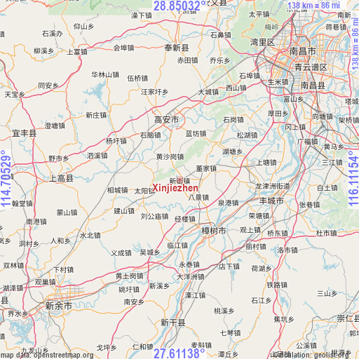 Xinjiezhen on map