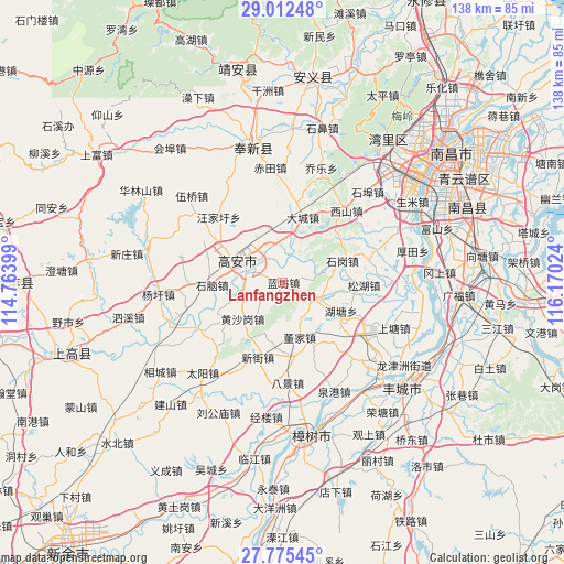 Lanfangzhen on map