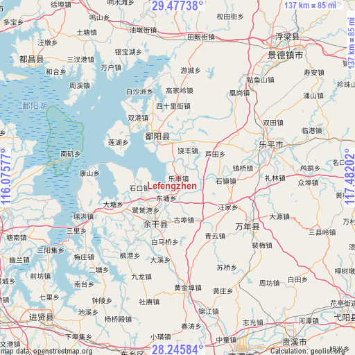 Lefengzhen on map