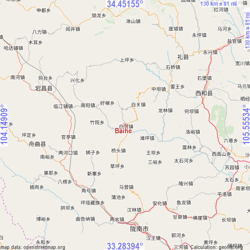 Baihe on map