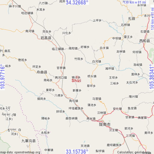 Shizi on map