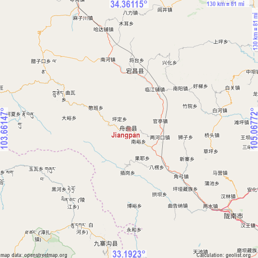 Jiangpan on map