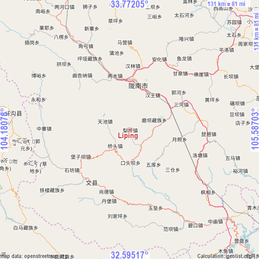 Liping on map