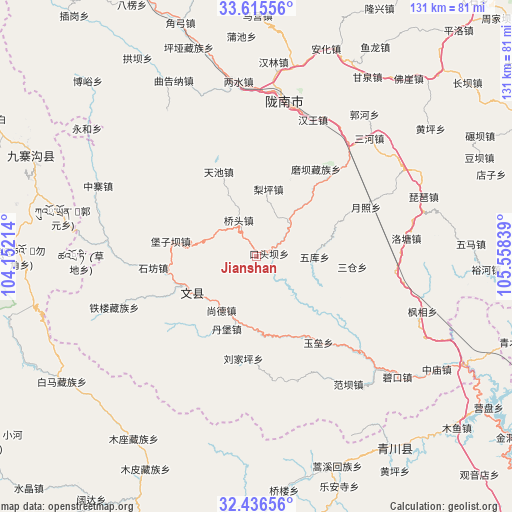 Jianshan on map