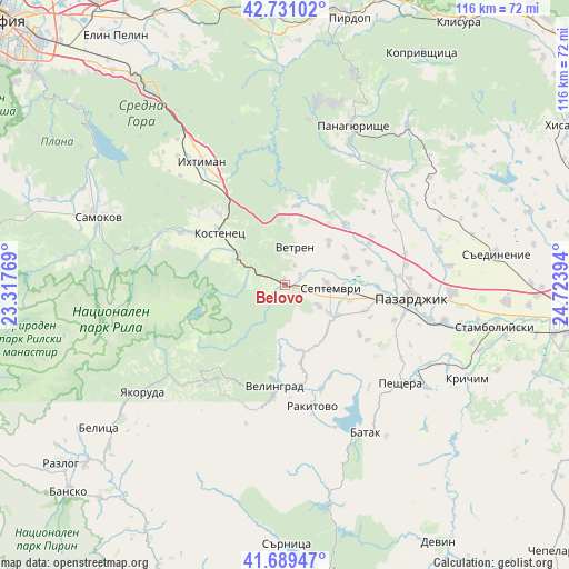 Belovo on map