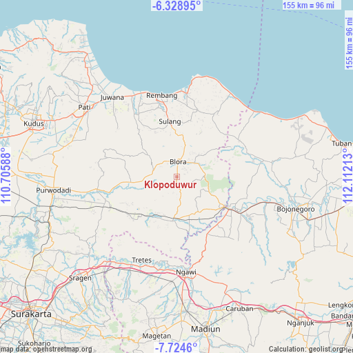 Klopoduwur on map