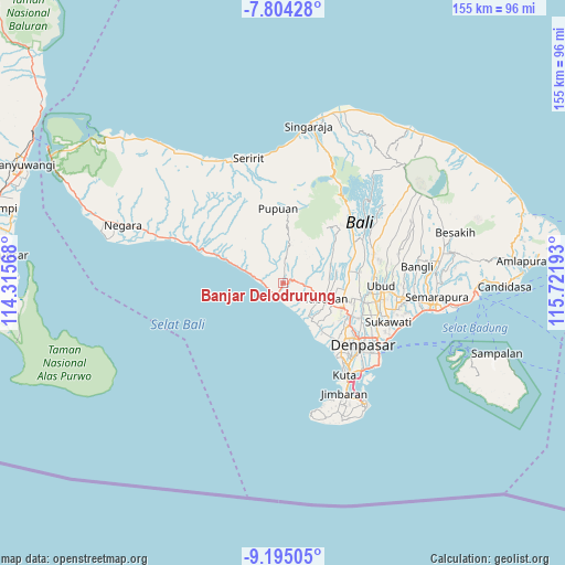 Banjar Delodrurung on map