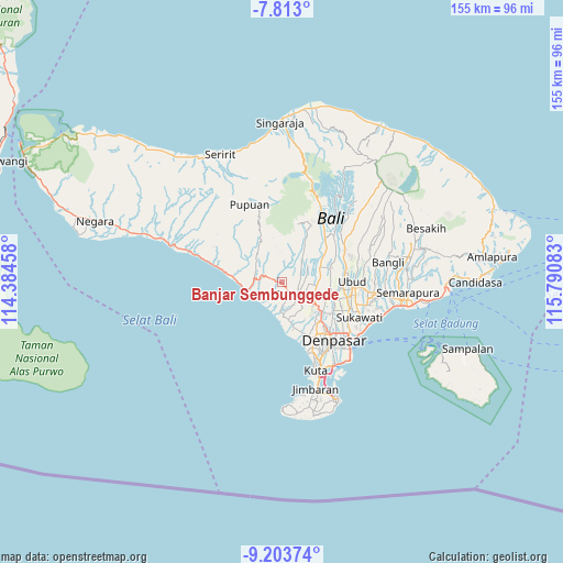 Banjar Sembunggede on map