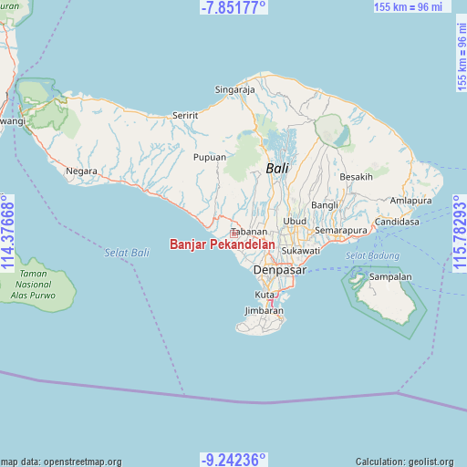 Banjar Pekandelan on map