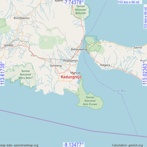 Kedungrejo on map