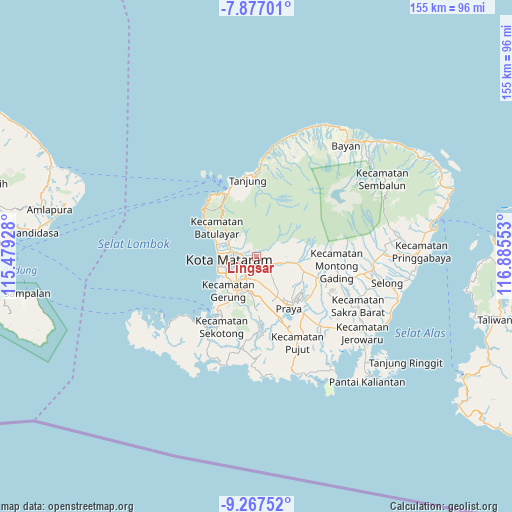 Lingsar on map