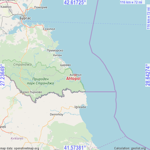 Ahtopol on map