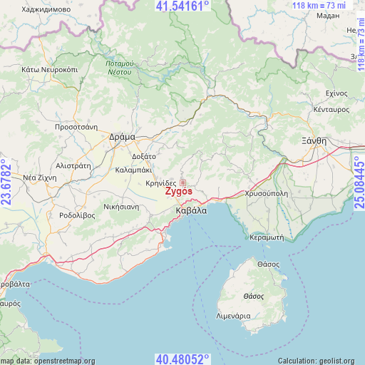 Zygós on map