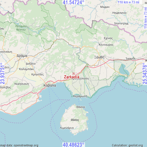 Zarkadiá on map